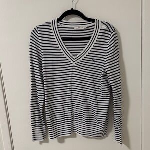 Vineyard Vines Black and White Striped V-Neck Top